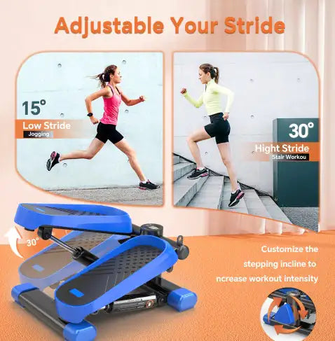 MUSCLEFORGE Mini Stepper With Resistance Bands & LCD Monitor