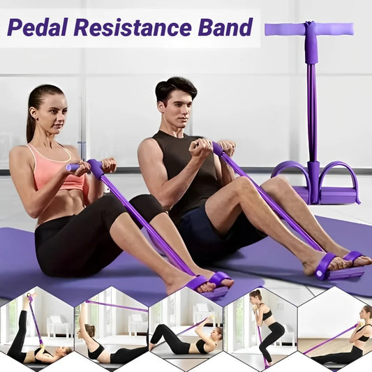 MuscleForge 4-Tube Pedal Resistance Band | Multi-Functional Core & Full-Body Trainer