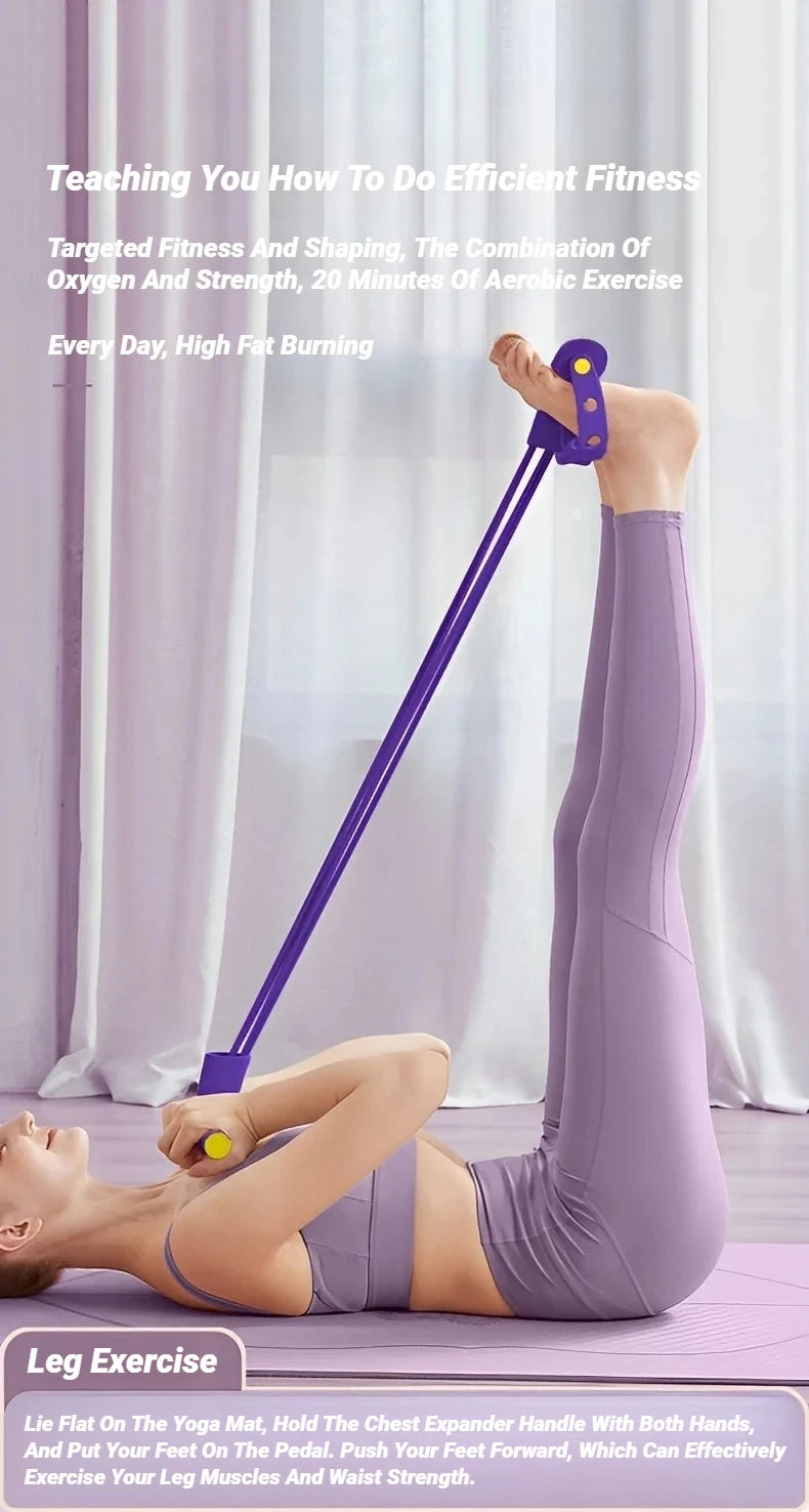 MuscleForge 4-Tube Pedal Resistance Band | Multi-Functional Core & Full-Body Trainer