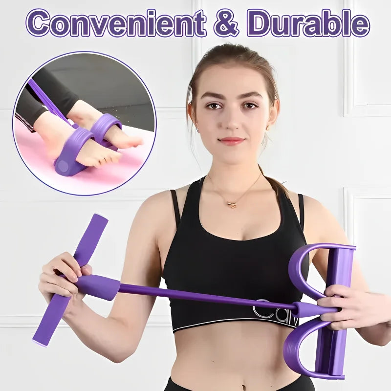 MuscleForge 4-Tube Pedal Resistance Band | Multi-Functional Core & Full-Body Trainer