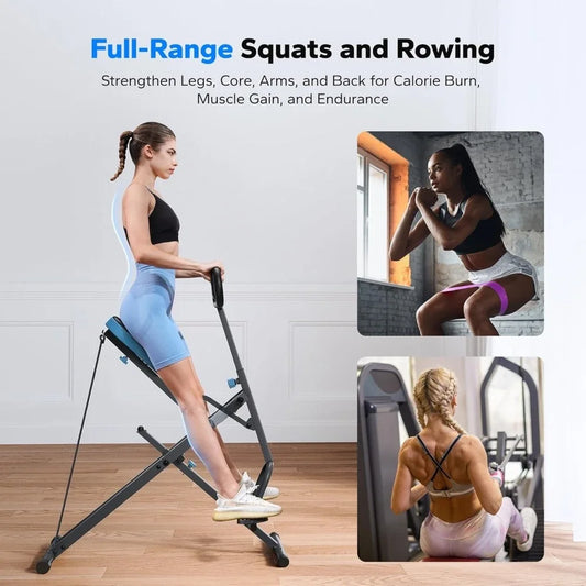 MuscleForge Squat & Row Trainer-Foldable Home Workout Machine