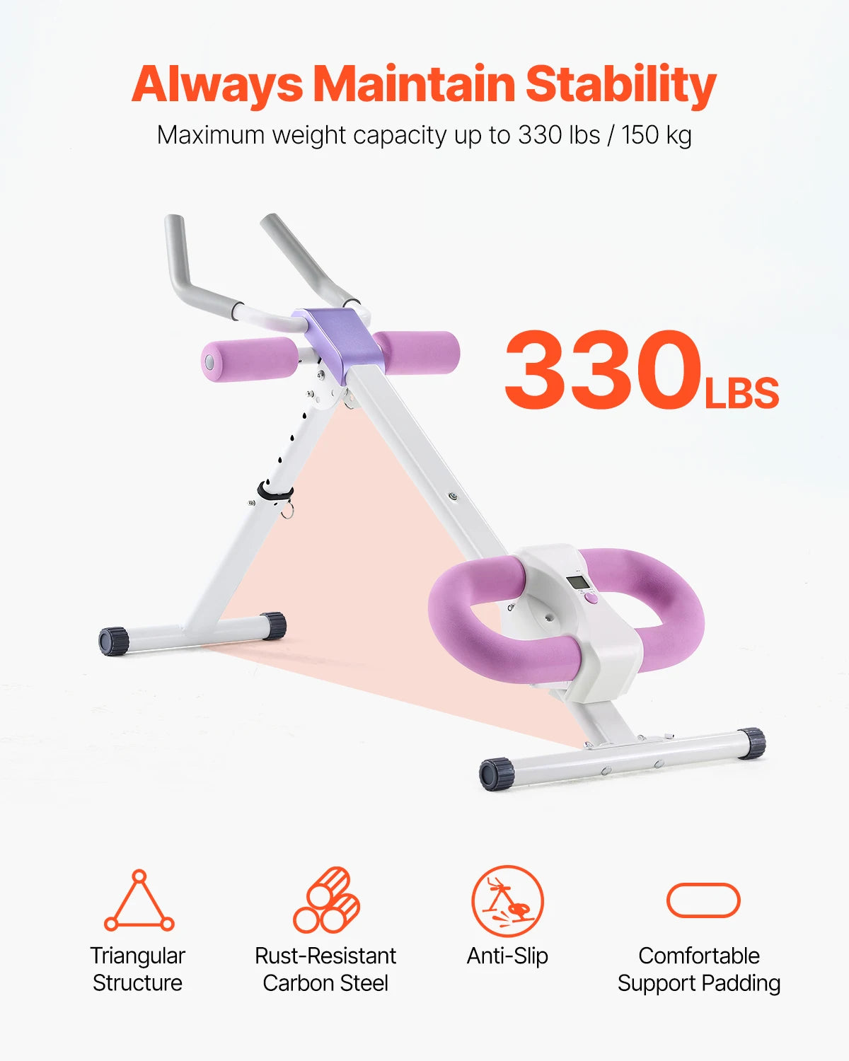 MuscleForge AB Workout Machine- Foldable Ab Cruncher with 440 lbs Capacity for Core & Strength Training at Home