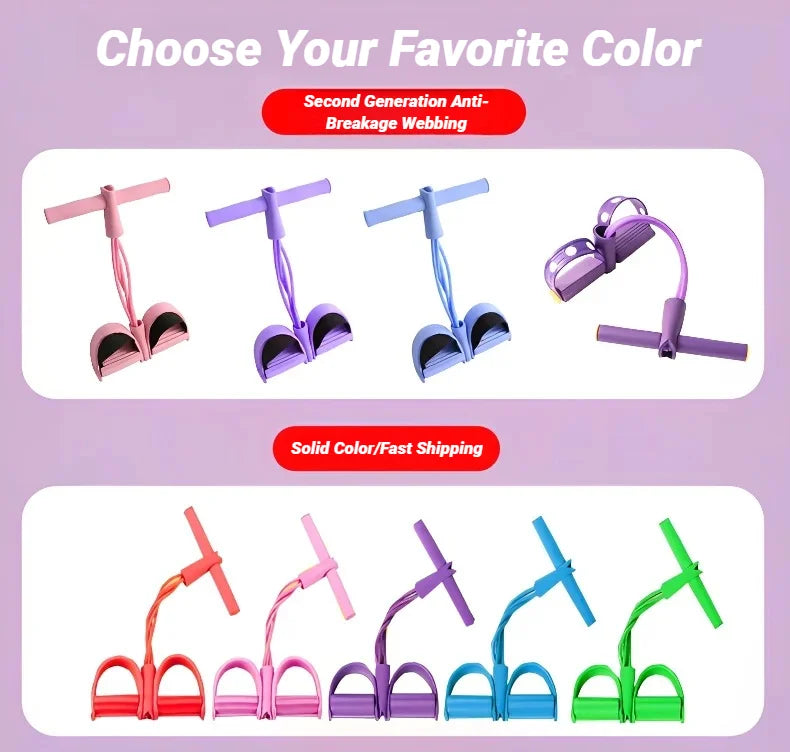 MuscleForge 4-Tube Pedal Resistance Band | Multi-Functional Core & Full-Body Trainer