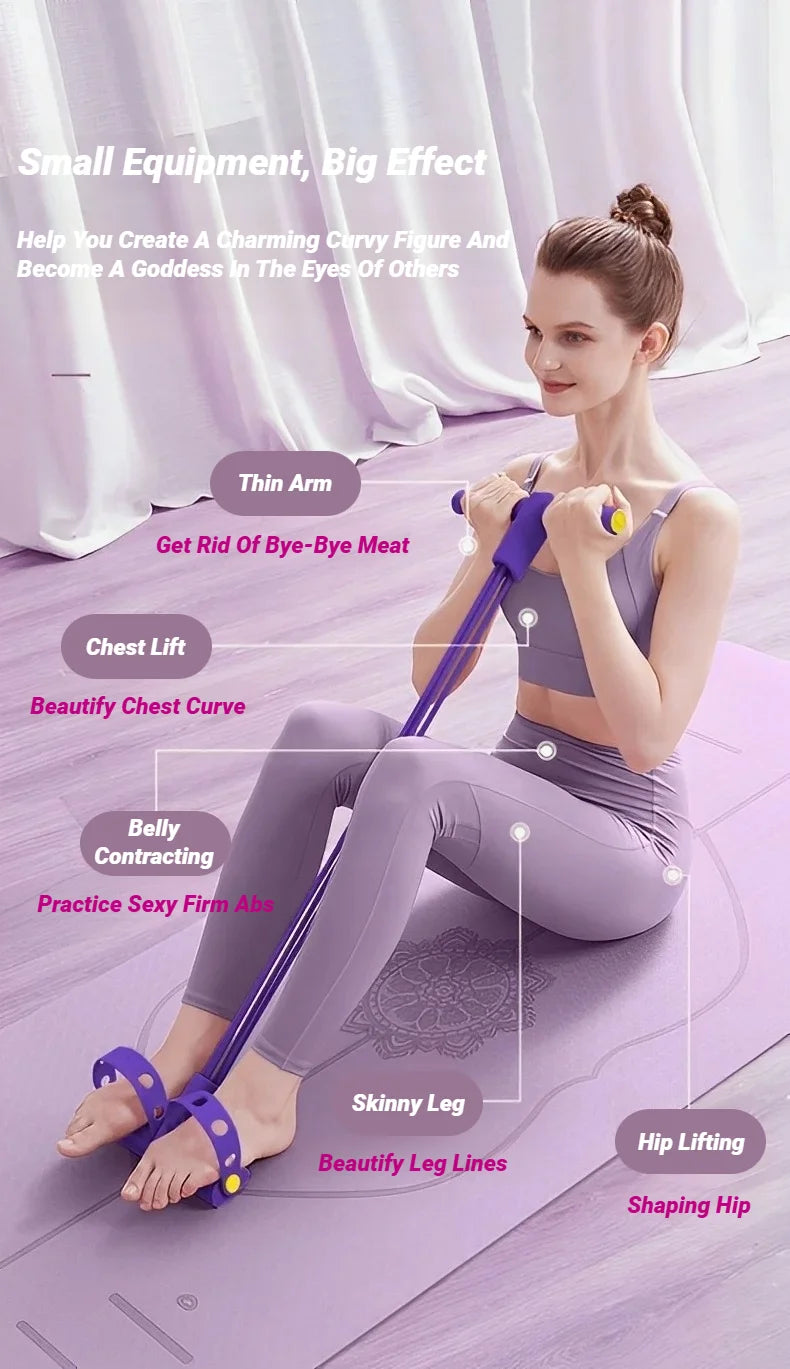 MuscleForge 4-Tube Pedal Resistance Band | Multi-Functional Core & Full-Body Trainer