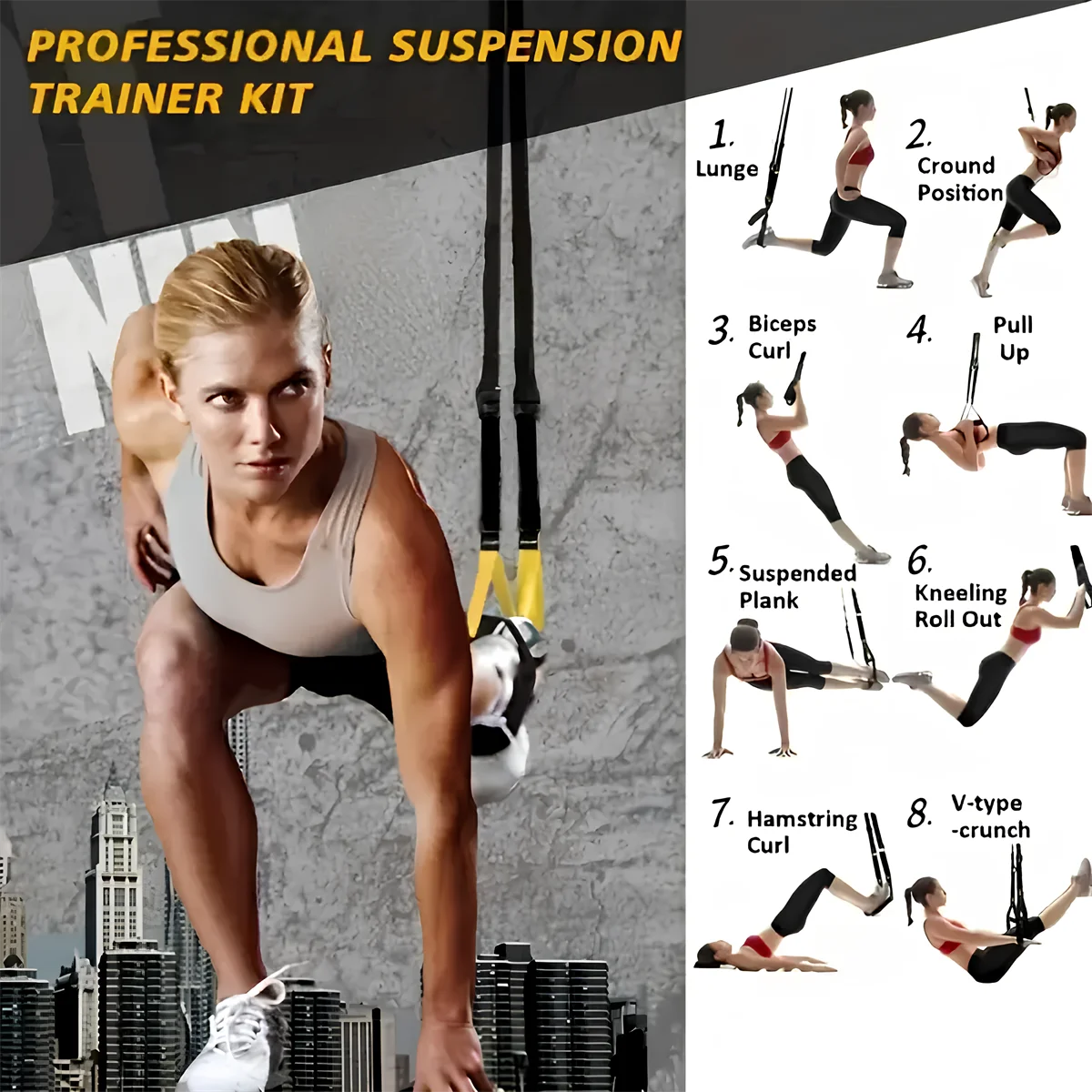 MuscleForge Suspended Training Belt with Bungee Storage Bag