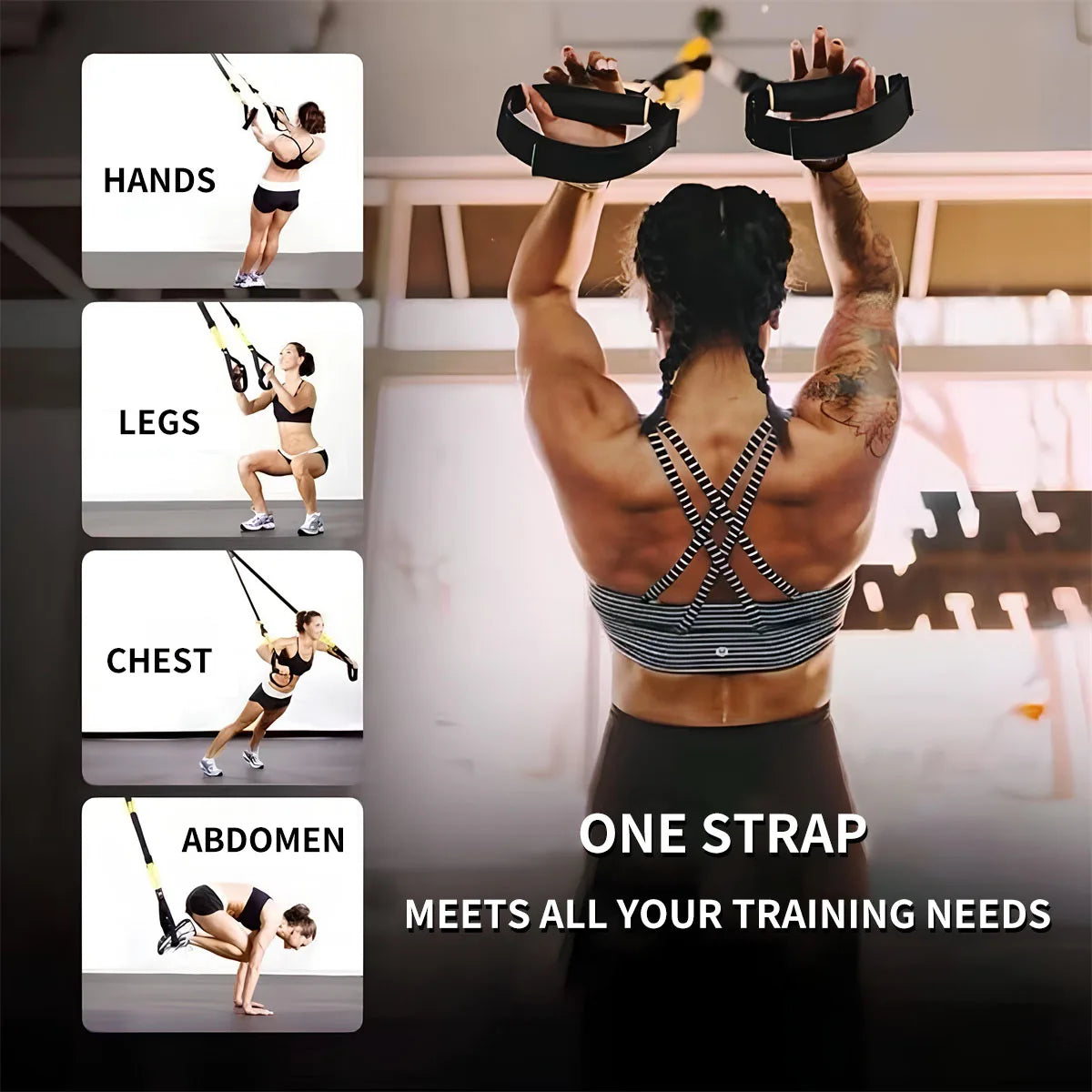 MuscleForge Suspended Training Belt with Bungee Storage Bag