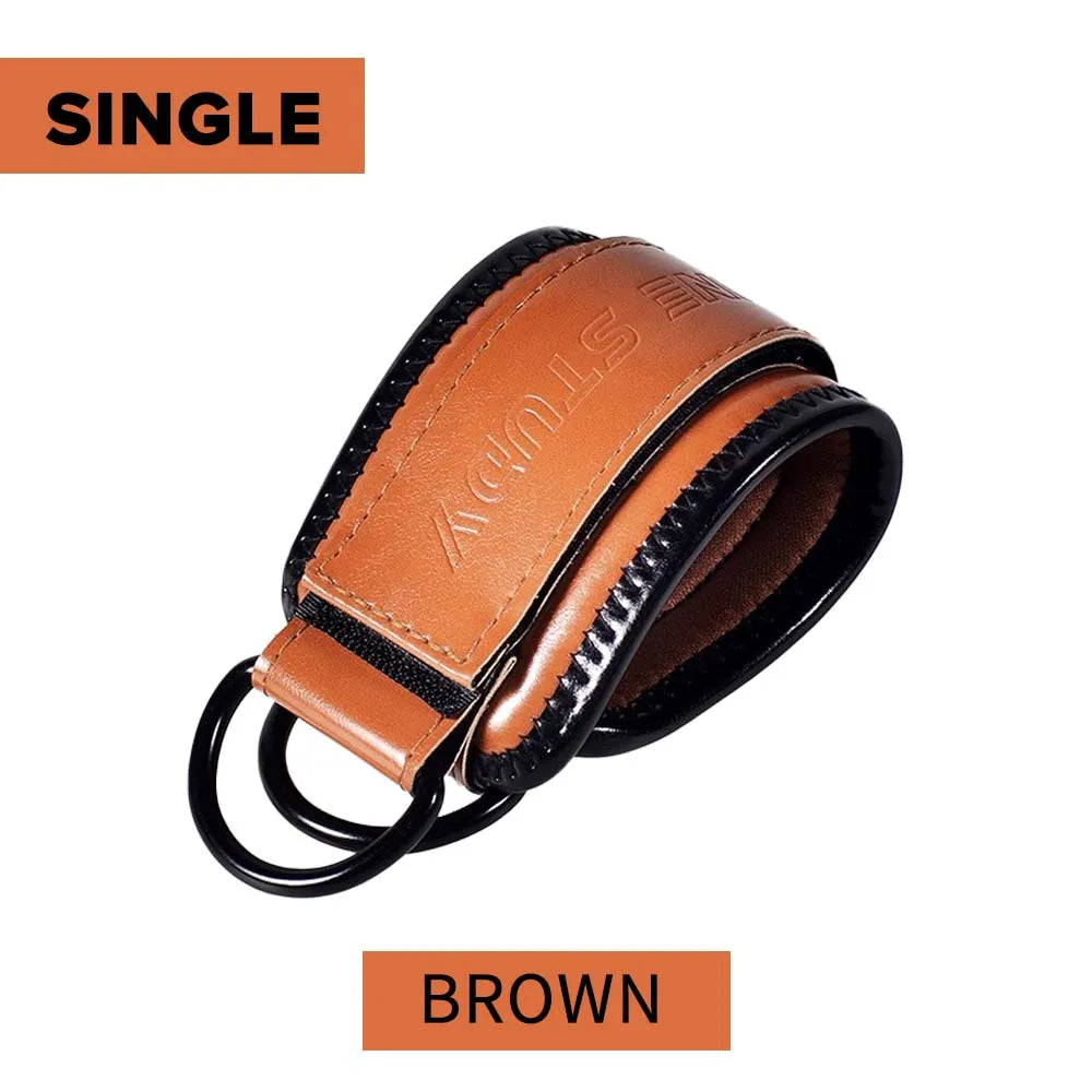 MuscleForge Leather Ankle Straps for Cable Machines