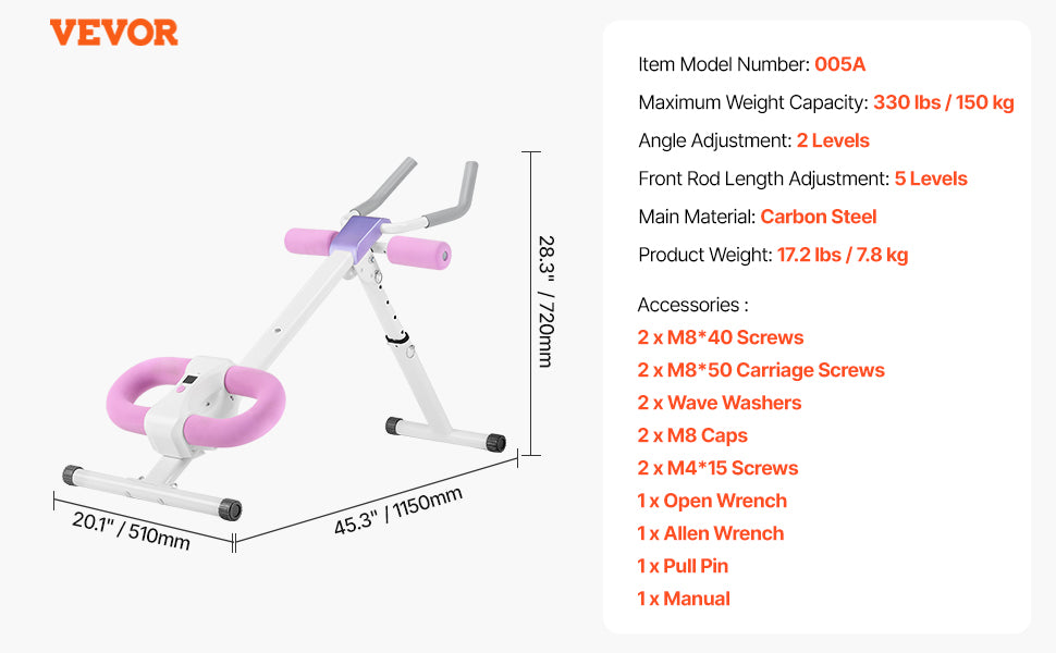 MuscleForge AB Workout Machine- Foldable Ab Cruncher with 440 lbs Capacity for Core & Strength Training at Home