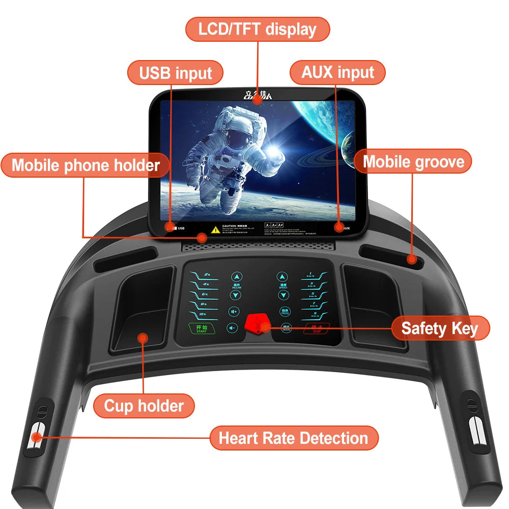 Gym Equipment 3.0HP Durable Treadmills Exercise Running Machine Commercial Fitness Touchscreen Treadmill