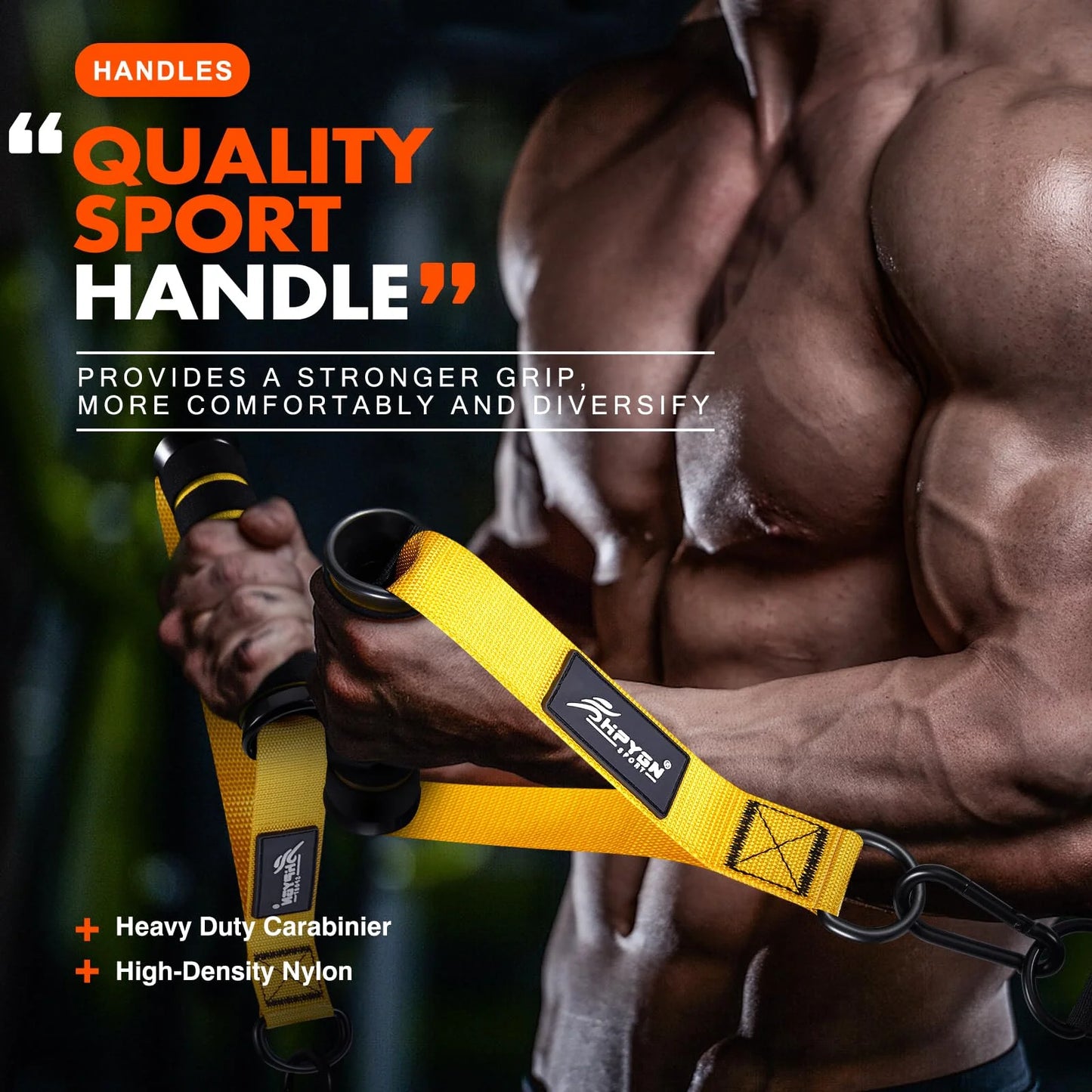 Gym Exercise Handles, Replacement Handle Attachments, Resistance Band and Strength Trainer for Pilates, Yoga, Strength Trainer, Pull down Home Gym