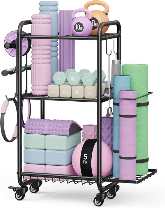 Weight Rack for Home Gym, All in One Yoga Mat Storage Rack, Workout Equipment St
