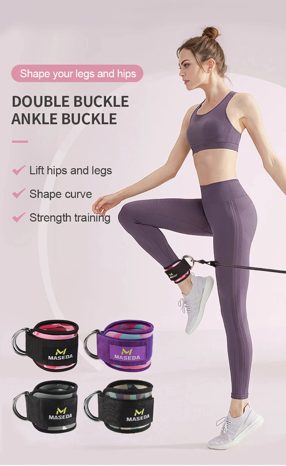 MuscleForge Adjustable Fitness Ankle Straps