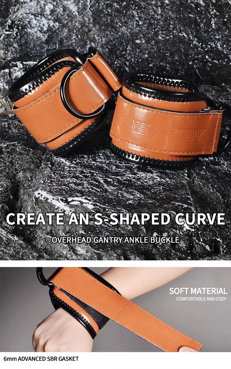 MuscleForge Leather Ankle Straps for Cable Machines