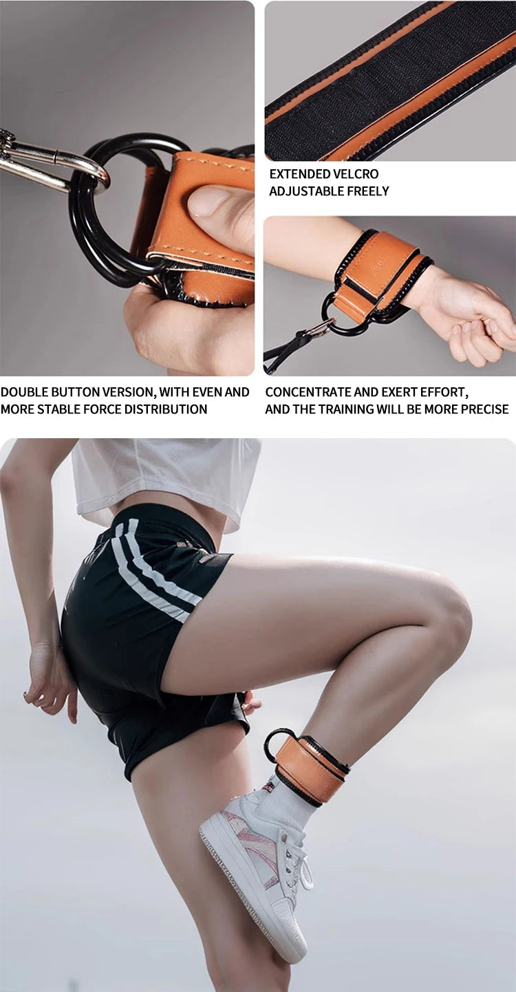 MuscleForge Leather Ankle Straps for Cable Machines