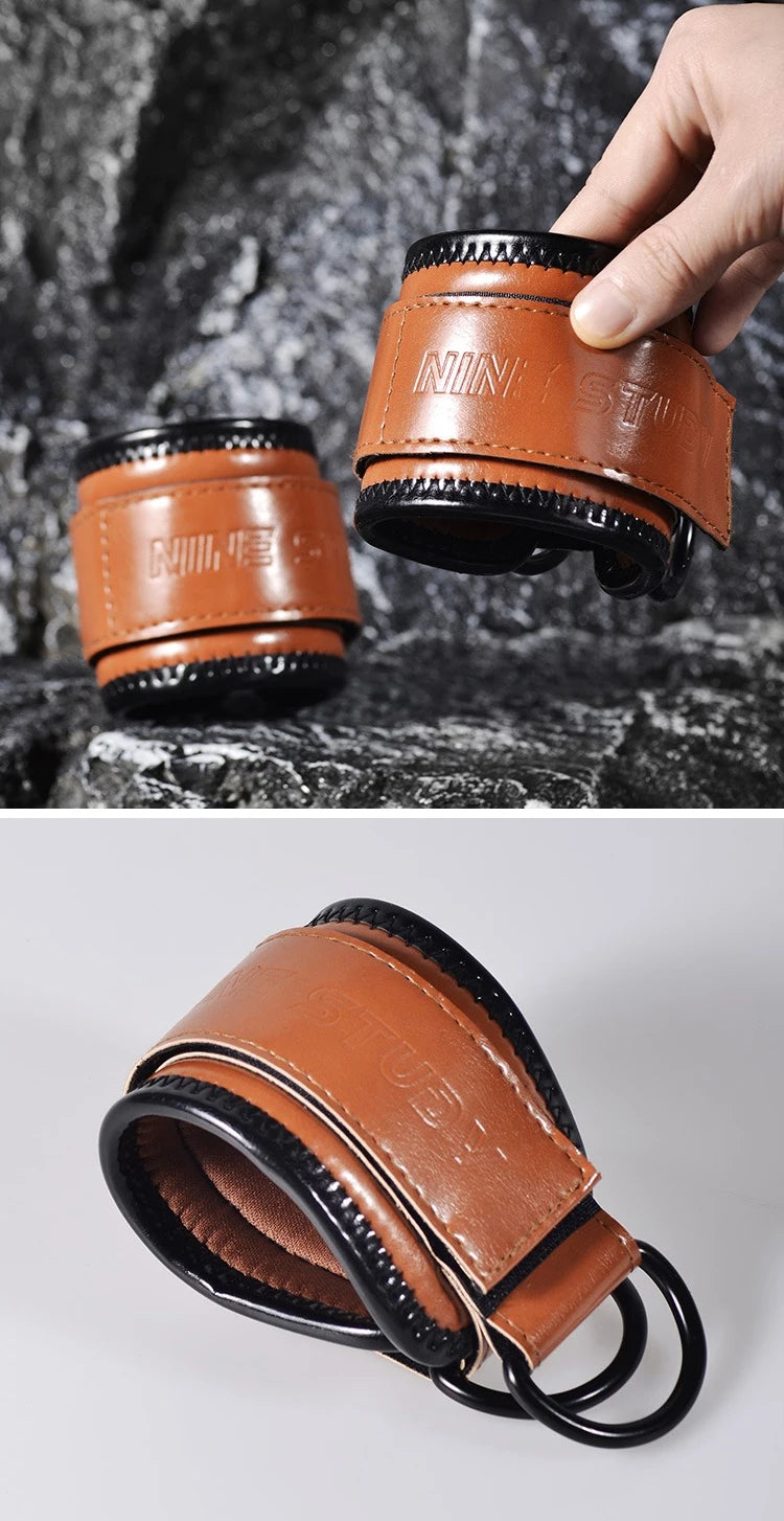 MuscleForge Leather Ankle Straps for Cable Machines