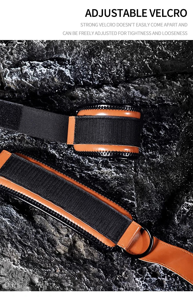 MuscleForge Leather Ankle Straps for Cable Machines