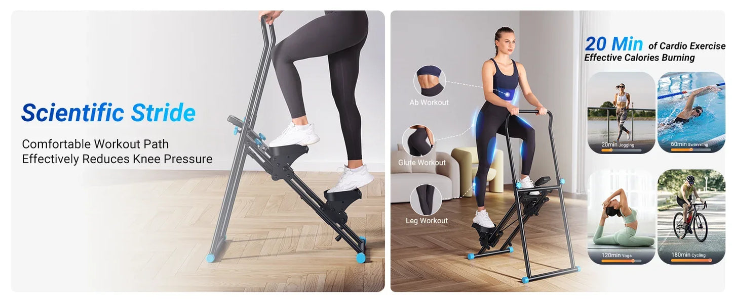 MuscleForge Compact Folding Stair Stepper for Full-Body Workouts