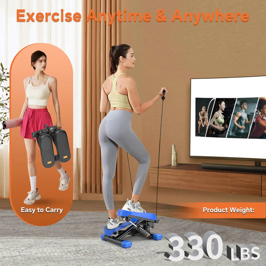MUSCLEFORGE Mini Stepper With Resistance Bands & LCD Monitor
