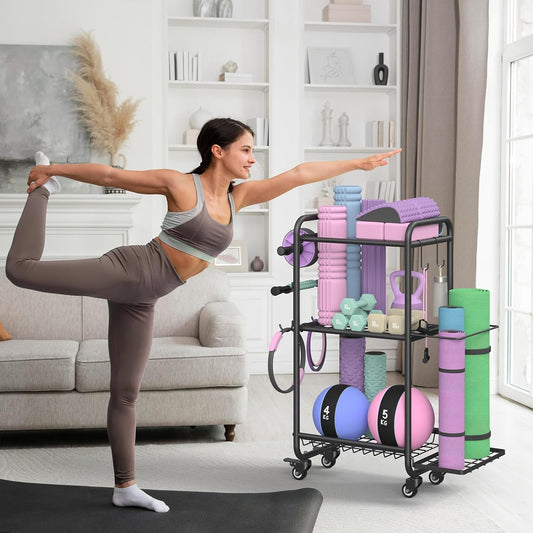 Weight Rack for Home Gym, All in One Yoga Mat Storage Rack, Workout Equipment St
