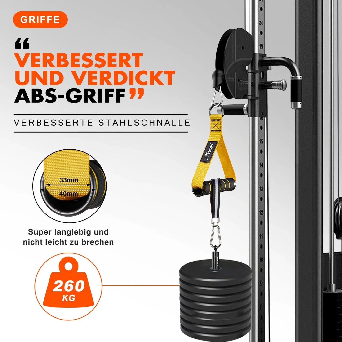 Gym Exercise Handles, Replacement Handle Attachments, Resistance Band and Strength Trainer for Pilates, Yoga, Strength Trainer, Pull down Home Gym